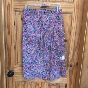 BOGO Skhoop medium Paisley Print A-Line Skirt - Pink Multicolor midi zip sides